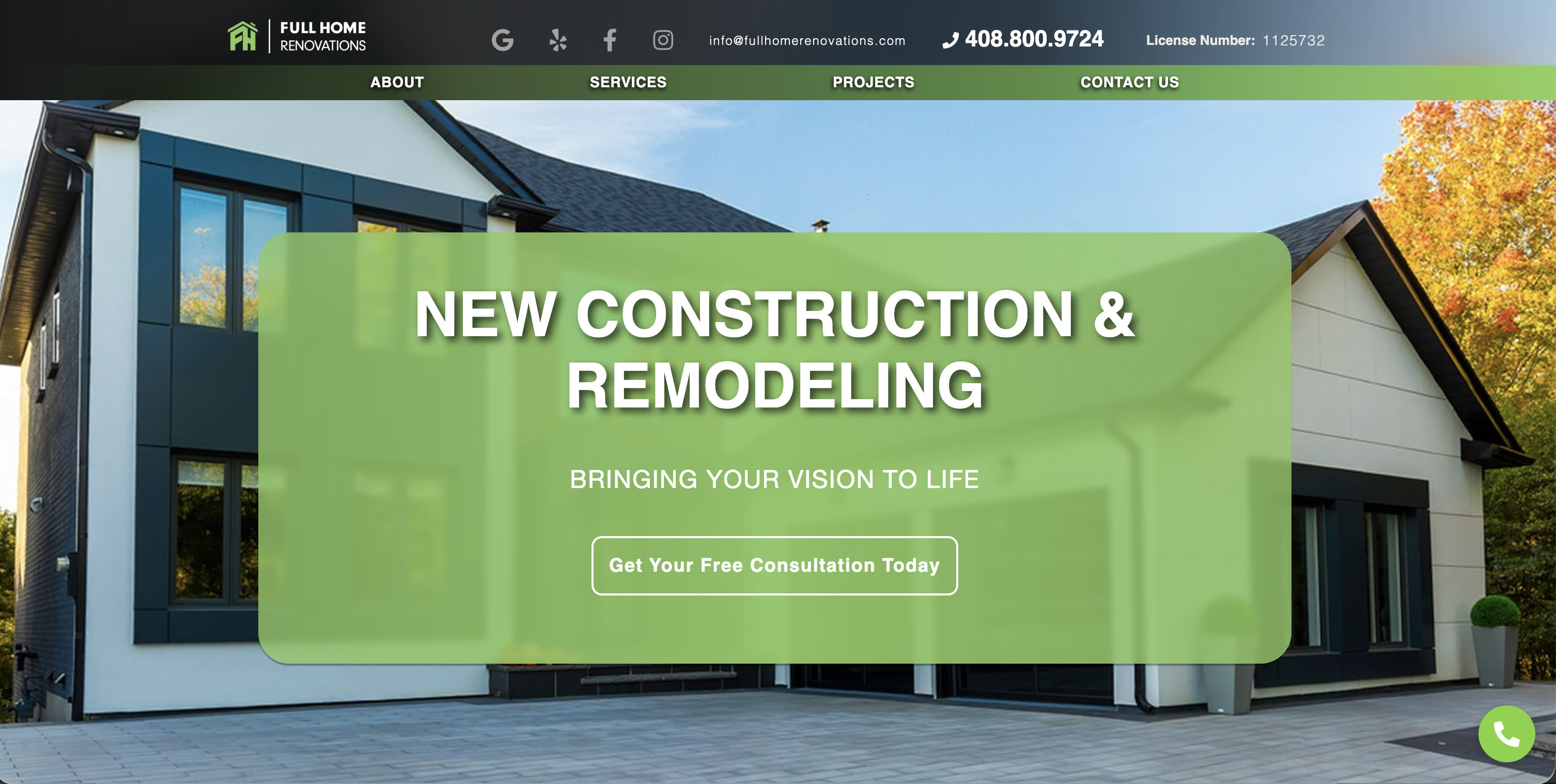 Full Home Renovations — homepage design